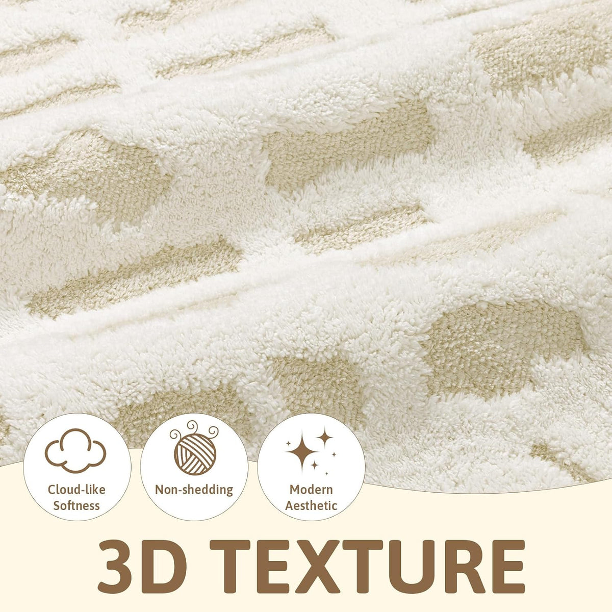 Yamaziot Washable 6x9 Area Rugs for Living Room Non Slip Ivory Beige