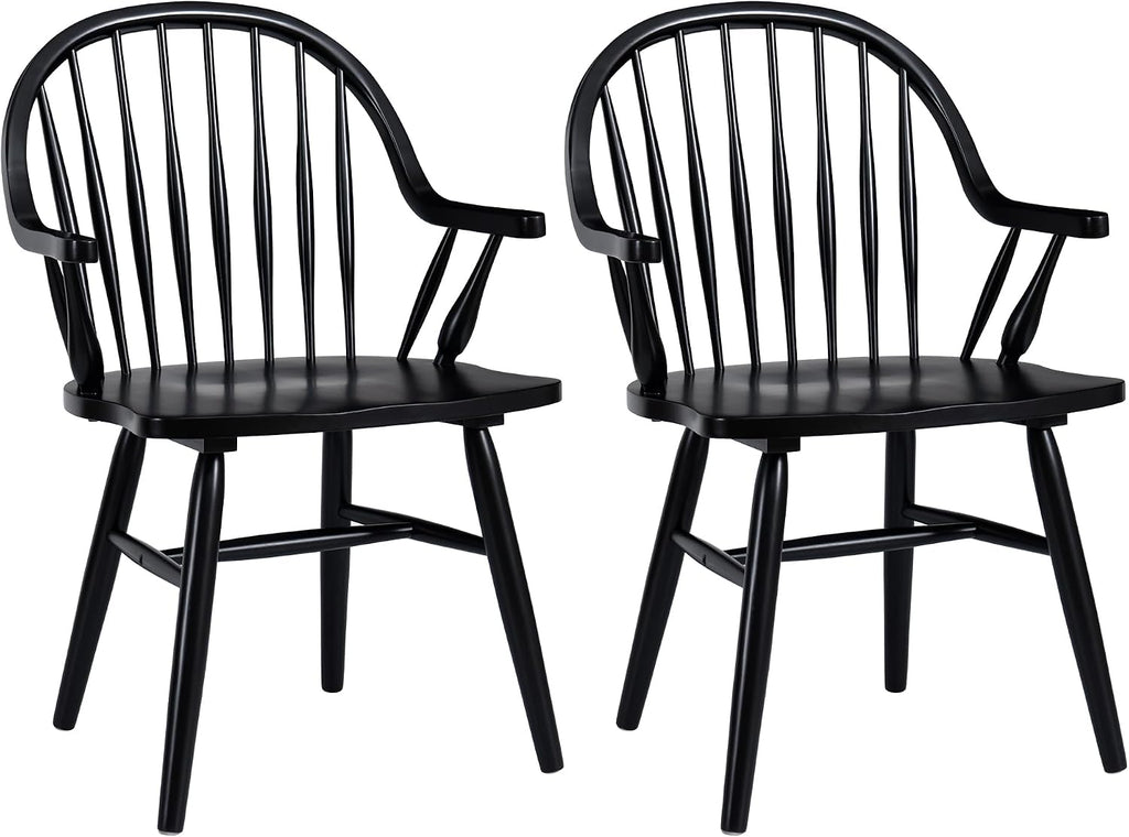 DUHOME Wooden Dining Chairs Set of 4,Spindle Back Dining Chair with Arms
