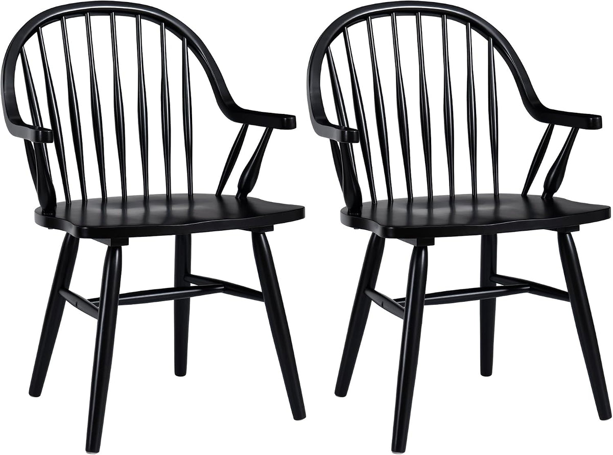 DUHOME Wooden Dining Chairs Set of 4,Spindle Back Dining Chair with Arms