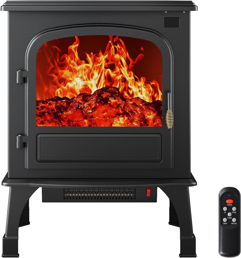 Sweetcrispy 26" Electric Fireplace Heater, Freestanding Indoor Fireplace