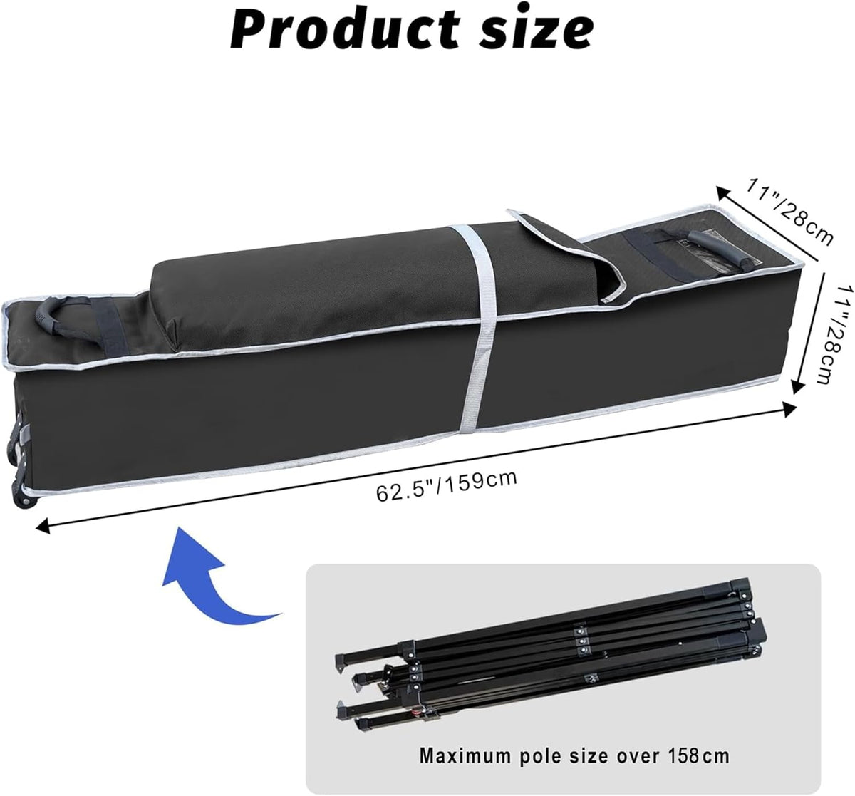 Canopy Bag Replacement,62in Wheeled Tent Storage Bags for 10x10 Canopy Tent