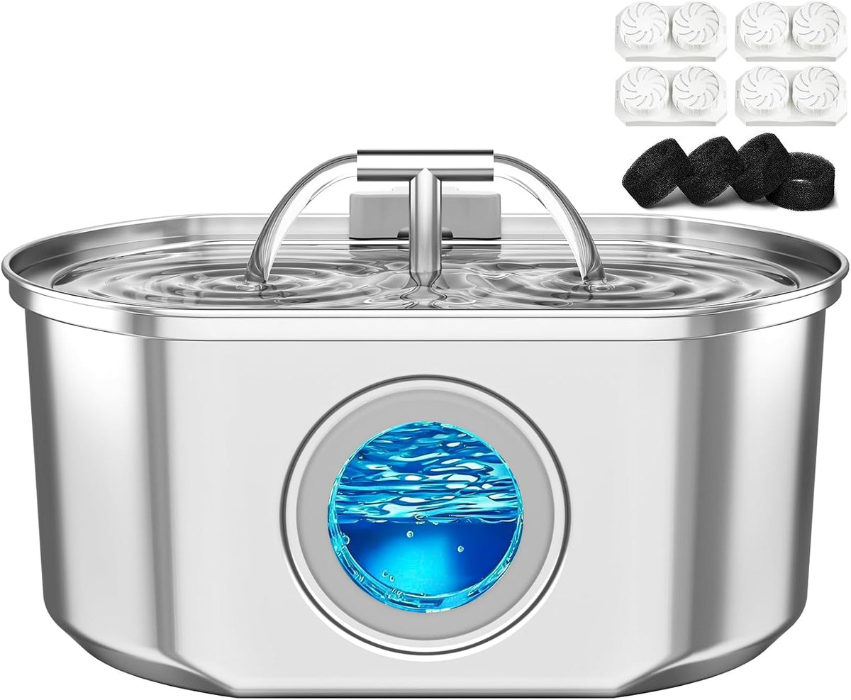 Cat Water Fountain Stainless Steel - 3.2L/108oz Cat Drinking Fountain
