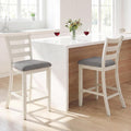 COSTWAY Set of 2 Counter Height Bar Stools with Solid Rubber Wood Frame