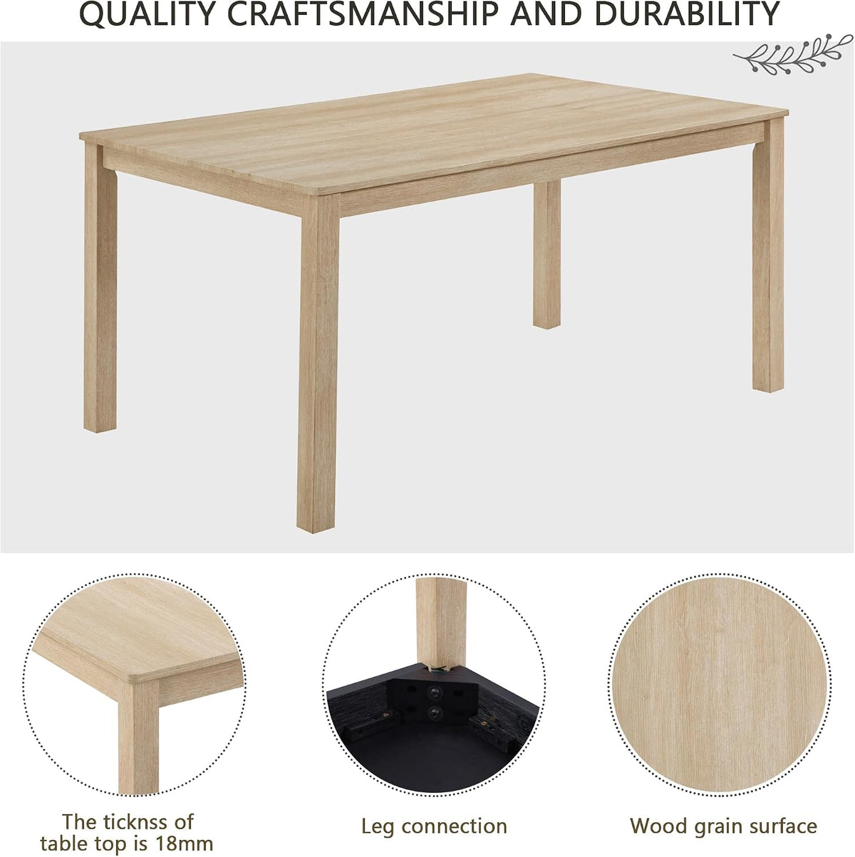 Harper & Bright Designs 6-Piece Dining Set with Bench & 4 Upholstered Chairs, 58.5" Modern Farmhouse Kitchen Table for 6, Easy Assembly,Light Oak & Beige