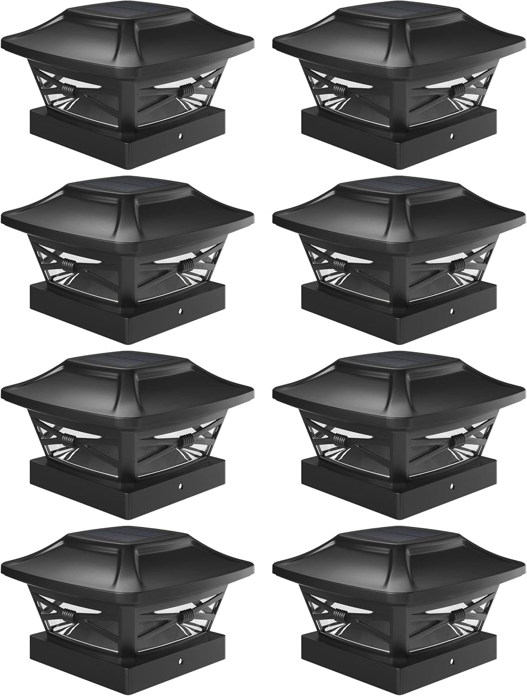 Davinci Lighting Renaissance Solar Outdoor Post Cap Lights - Includes Bases for 4x4 5x5 6x6 Posts - Bright LED Light - Slate Black (8 Pack)
