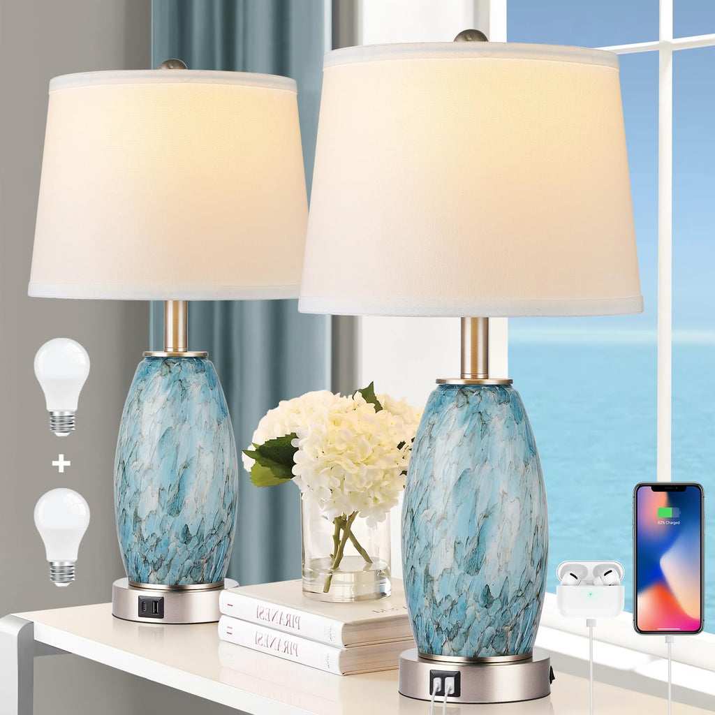 Lovlast 23.5" Coastal Modern Table Lamps Set of 2 for Living Room Bedroom
