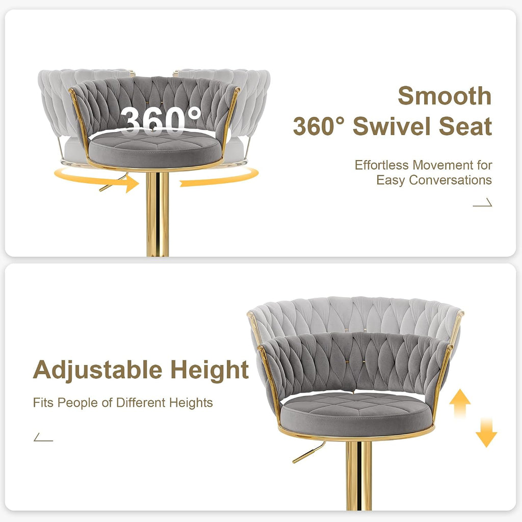 vecelo bar stools set of 2, adjustable barstools showing dimensions