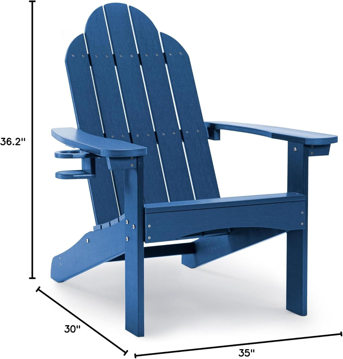 LUE BONA HDPS Outdoor Adirondack Chair, Cup Holder, Navy Blue