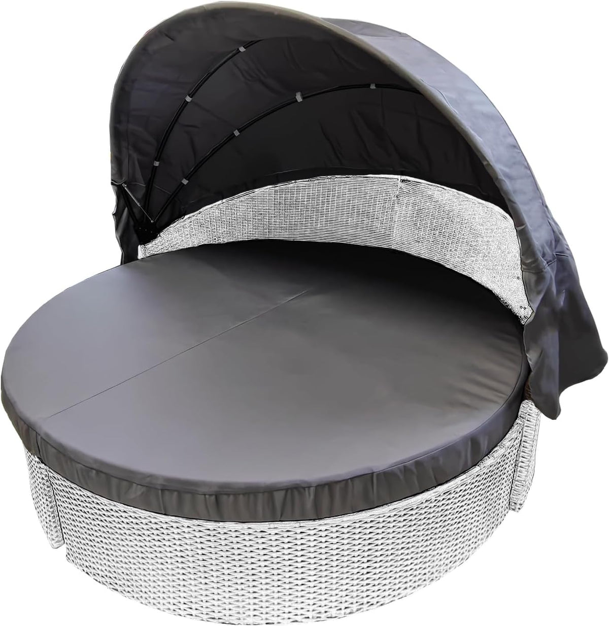 66" Outdoor Daybed Canopy Replacement Fabric Patio Rattan Wicker Sunbed Top Canopies Cloth Easy Installation（No Frame） (Dark Gray, 66canopy)
