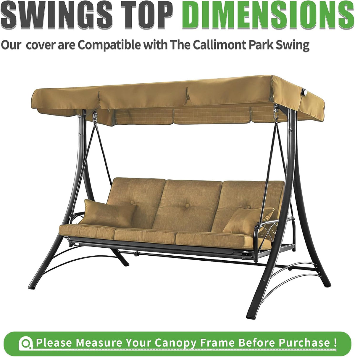 3 Person Patio Swing Replacement Canopy, Beige