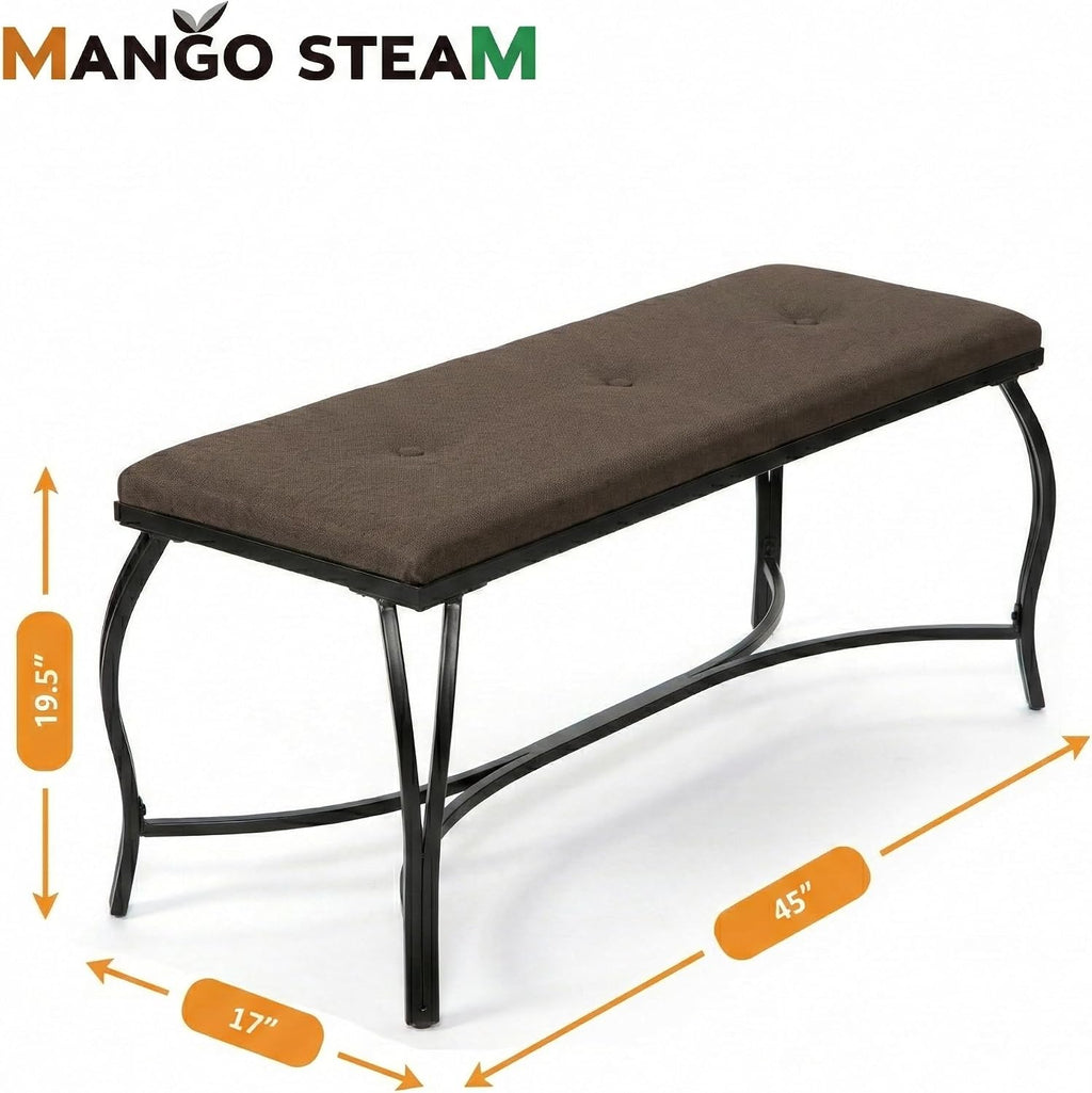 Mango Steam Vienna Mocha Brown - Entryway Bench - Powder Coated, Upholstered, Space Saving