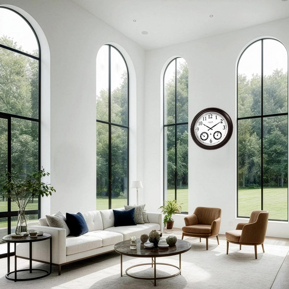 20" Large Outdoor Atomic Wall Clock,Oil Rubbed Bronze