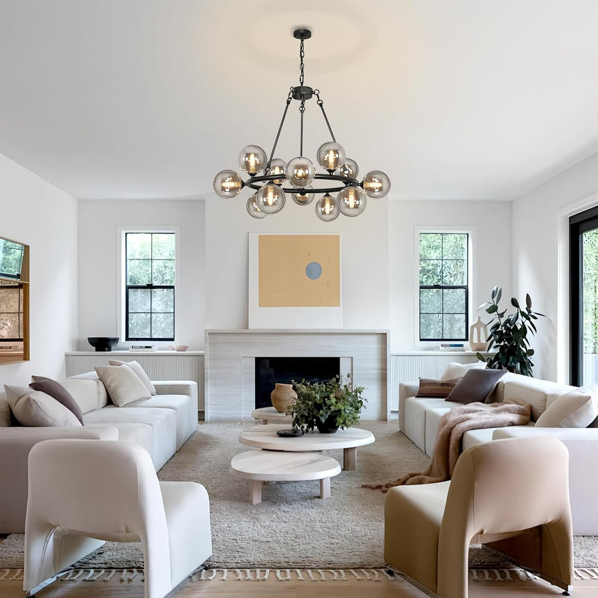 Wagon Wheel Chandelier Modern Sputnik Globe Dining Room Light Fixture 32''