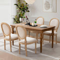French Country Dining Chairs, Beige Linen, Set of 4