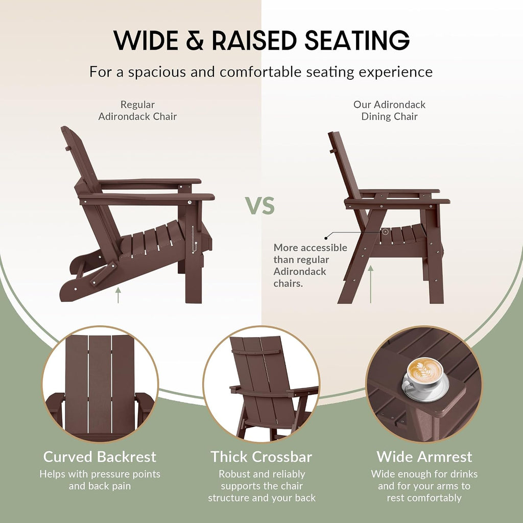 WestinTrends Ashore Outdoor Patio HDPE Plastic Modern Adirondack Dining Chair Dark Brown
