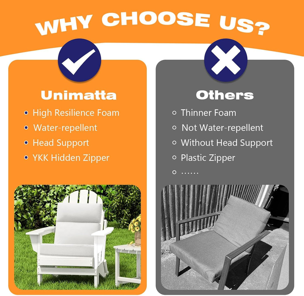 unimatta outdoor high back chair cushion seat pads, package contents