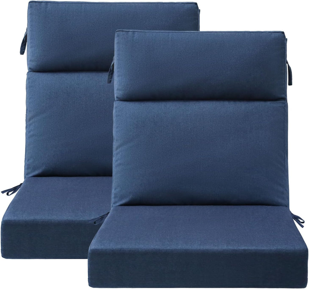 Unimatta Sunbrella Outdoor High Back Chair Cushion Seat Pads, 44 x 21 Inch Water-Repellent & Fade-Resistant Patio Furniture Cushions with Ties for Adirondack, Rocking Chairs, Specrtum Indigo