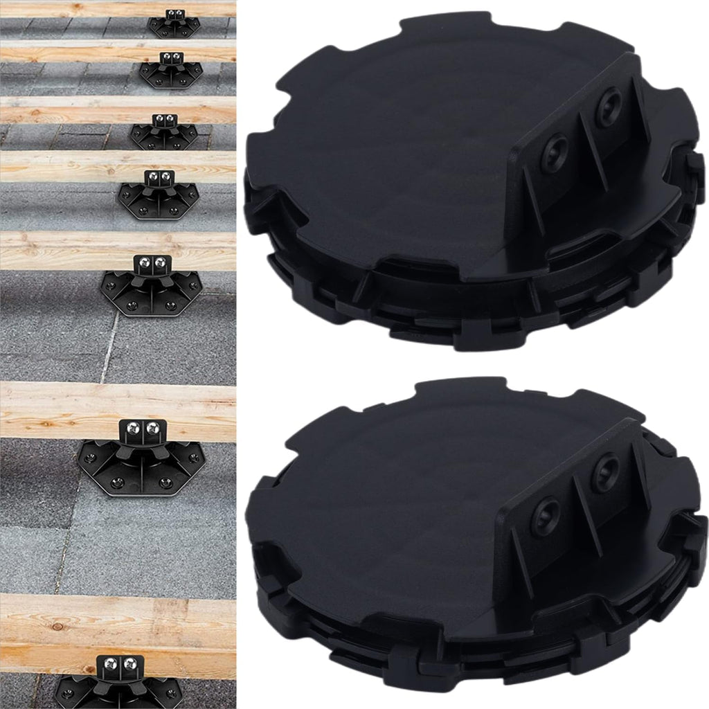 28Pack Adjustable Support Pedestal Foundation Base for Floating Deck Platform Floor - Height Adjustment Raising from 0.6" to 0.8", Black