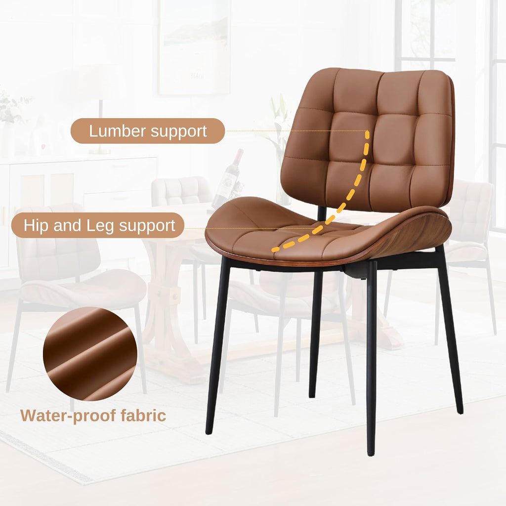 Mid Century Modern Dining Chairs Set of 2, Brown