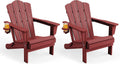 KINGYES Folding Adirondack Chair Set of 2 with Cup Holder, Red