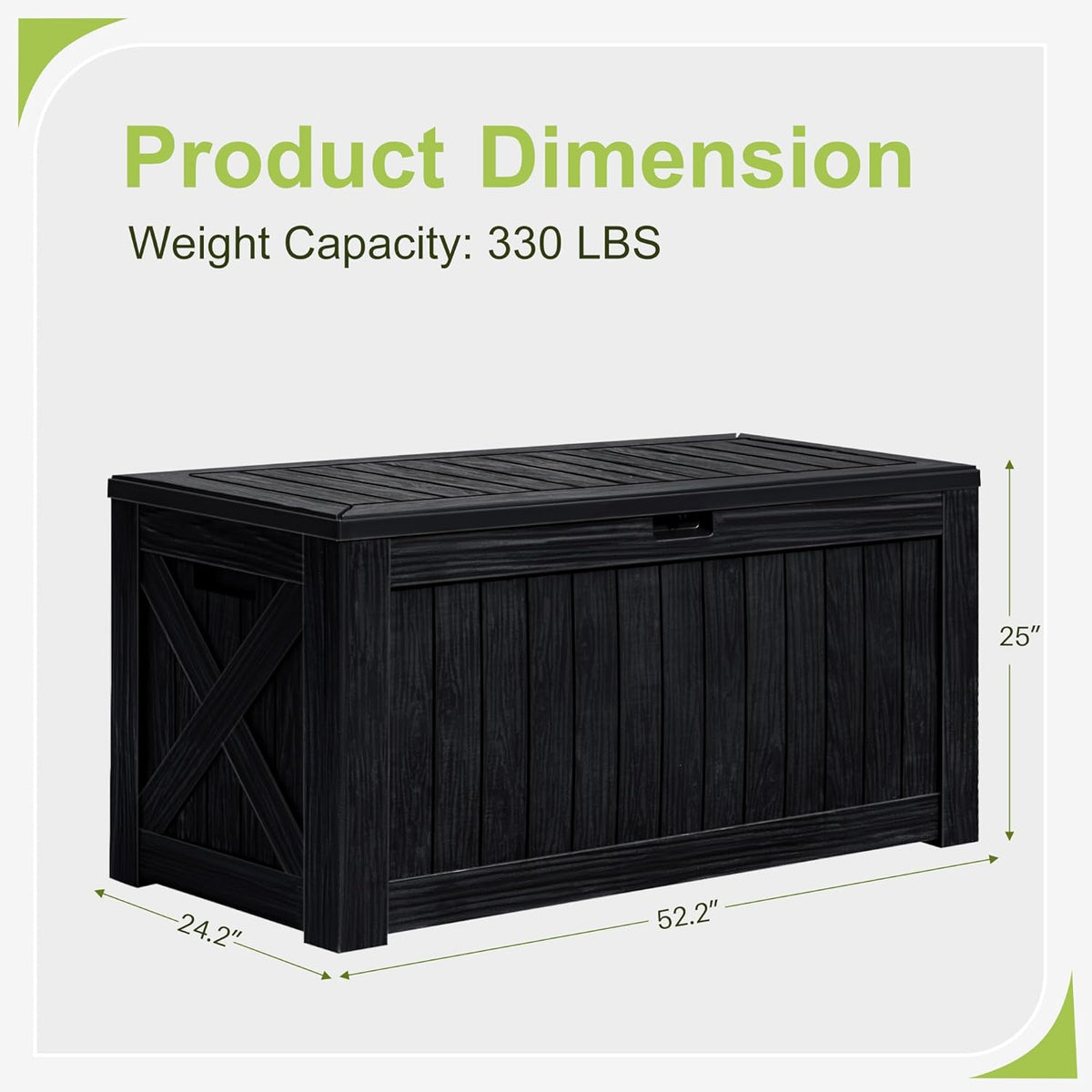 Greesum 120 Gallon Deck Box, Resin Outdoor Storage Container, Black