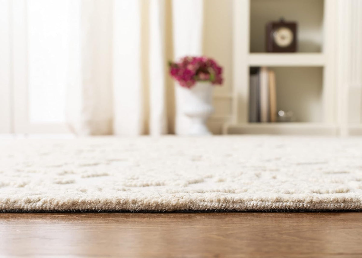 SAFAVIEH Trace Collection Area Rug - 10' x 14', Ivory, Handmade Wool, Ideal for High Traffic Areas in Living Room, Bedroom (TRC102C)