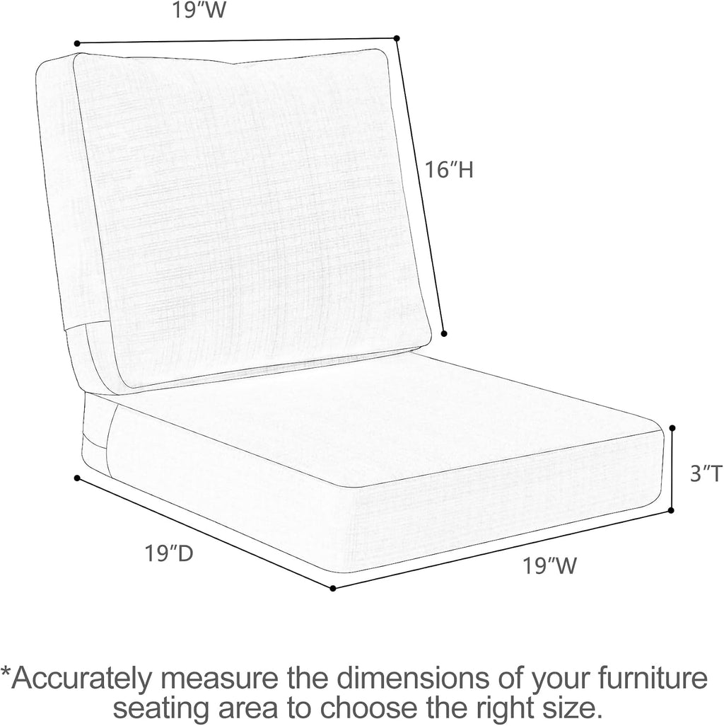Favoyard Deep Seat Patio Cushion Set, Blue, 19 x 19 inch