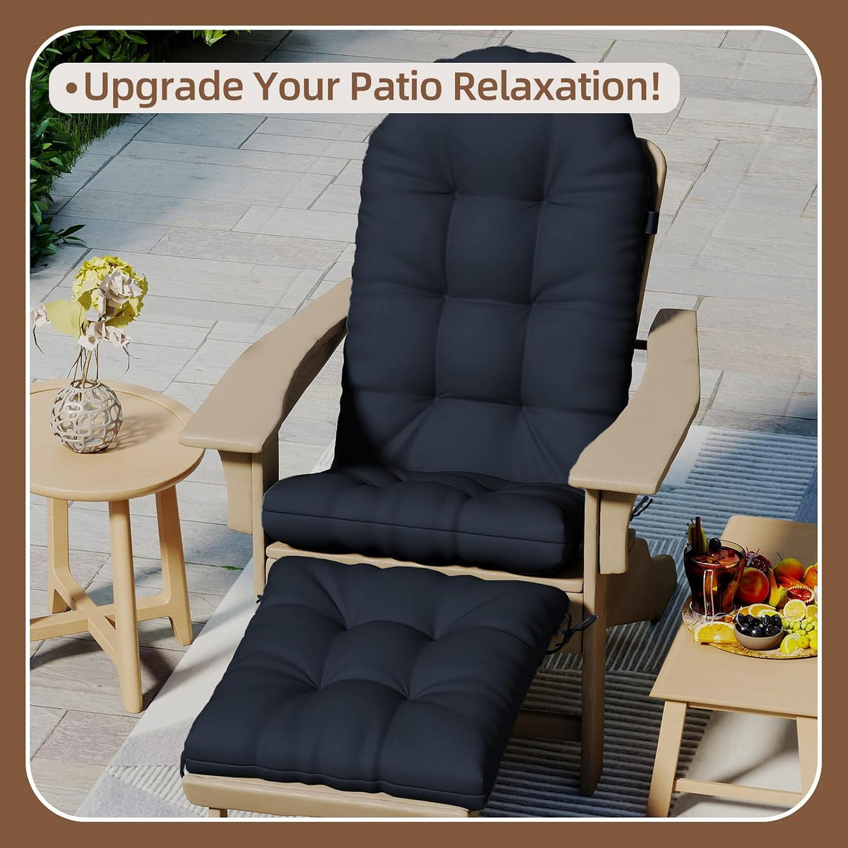 Adirondack Chair Cushions 44x19x4 Inch Set of 2, Dark Blue
