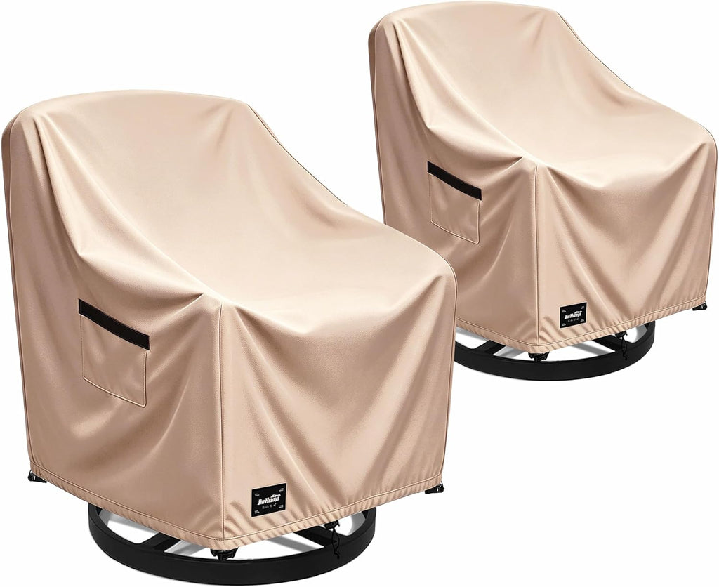 JinHrtoyi Outdoor Chair Covers 2 Pack,30Wx34Dx38H inches Patio Chair Cover,100% Waterproof Heavy Duty Outdoor Furniture Covers Waterproof,Light Brown Minimalism Style Patio Furniture Cover