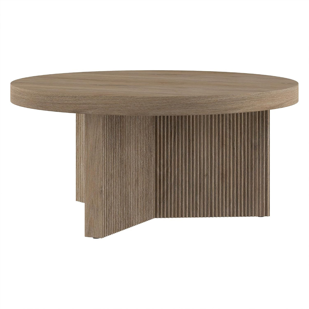 Henn&Hart 32" Scandinavian Fluted Coffee Table, Weathered Gray