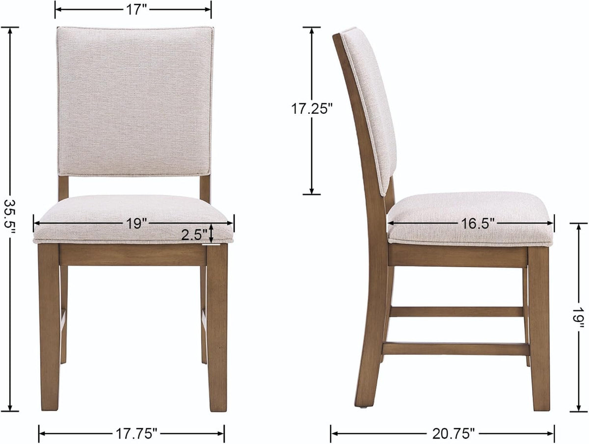 Upholstered Dining Chairs Set of 6 Farmhouse Kitchen Chairs with Cross Back Armless Wooden Side Chairs for Dining Room, Living Room, Reception (Grey Linen + Brown Frame)