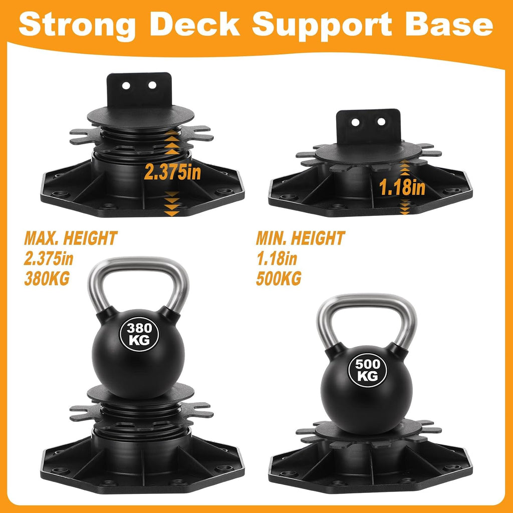 timtin 30 pack adjustable deck support pedestals, 1-3/16, close-up detail