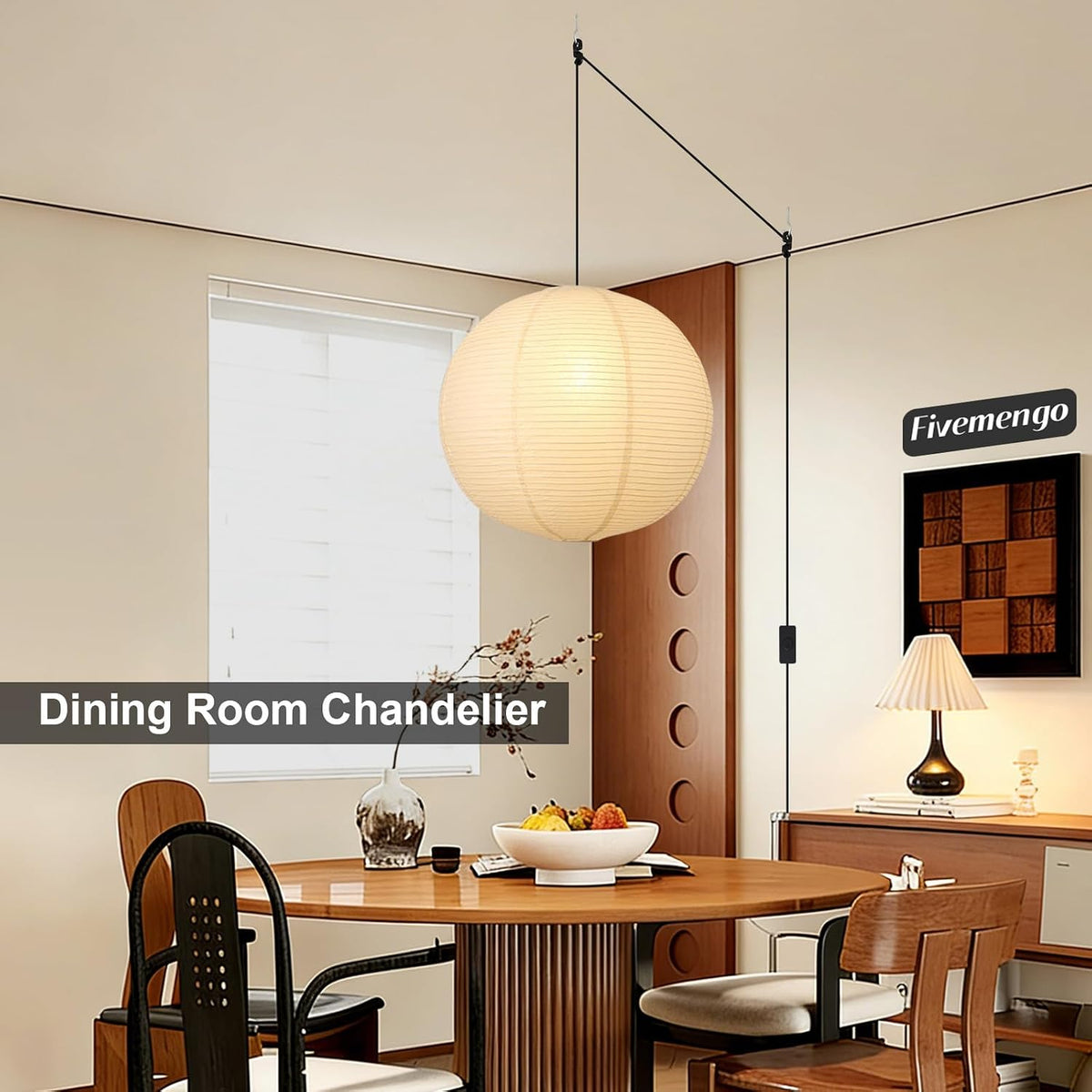 23.6in Paper Lanterns Plug in Hanging Lamp Off-White 19.7FT Cord