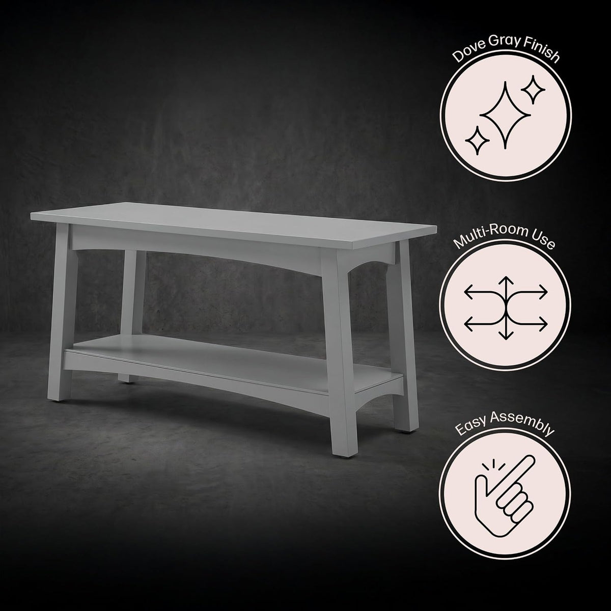Alaterre Furniture Craftsbury Entryway Bench with Storage Shelf, Gray, 36”