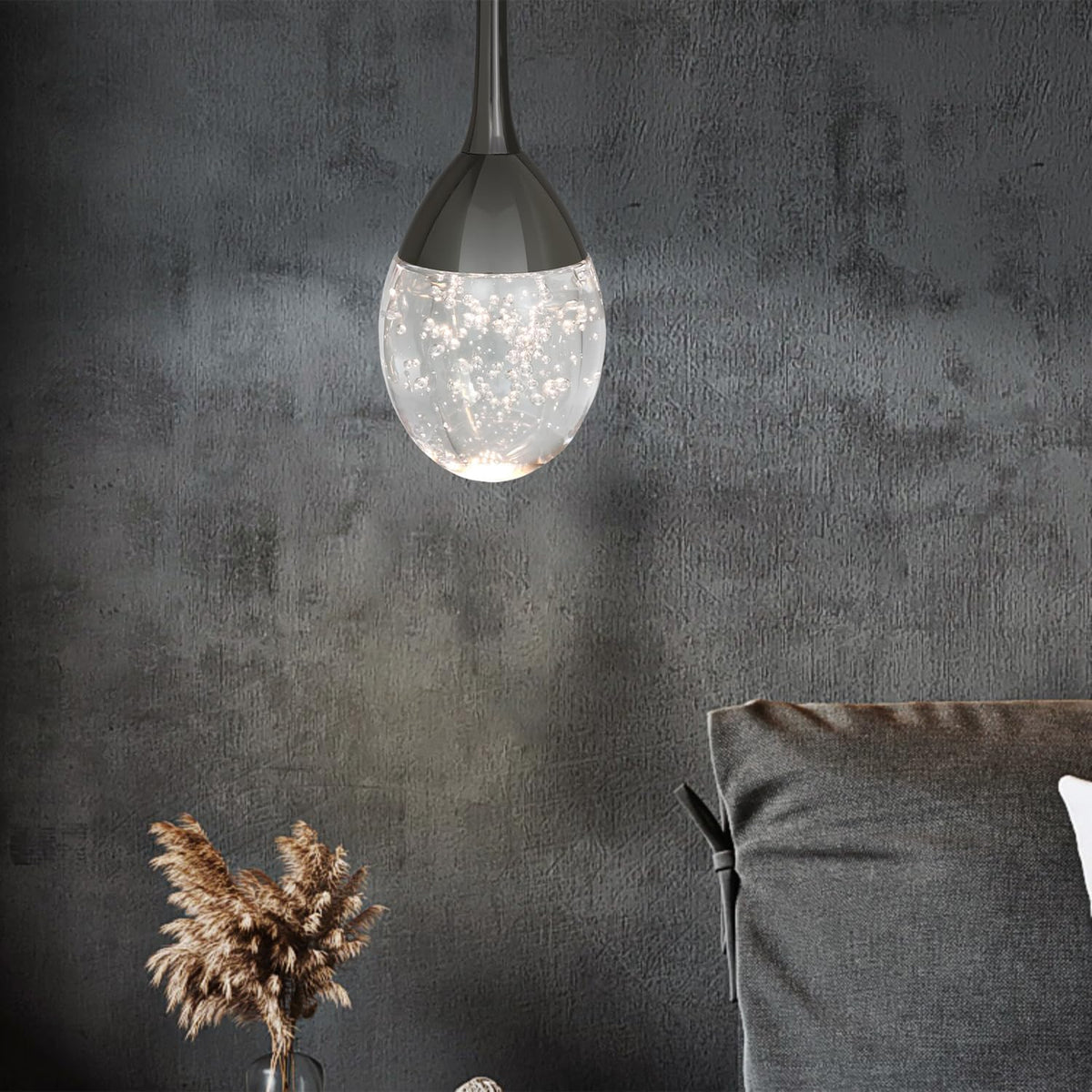Teardrop Crystal Pendant Light, Black Hanging Ceiling Lighting Fixtures, Modern LED Bubble Kitchen Bar Lights Dimmable with Adjustable Metal Rods for Bathroom Dining Room
