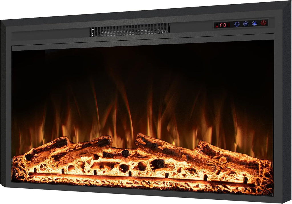 50" Width Electric Fireplace Inserts with Adjustable Flame Colors, Fireplace Heater with Touch Screen & Remote Control, Recessed in Wall, 750/1500W, Timer