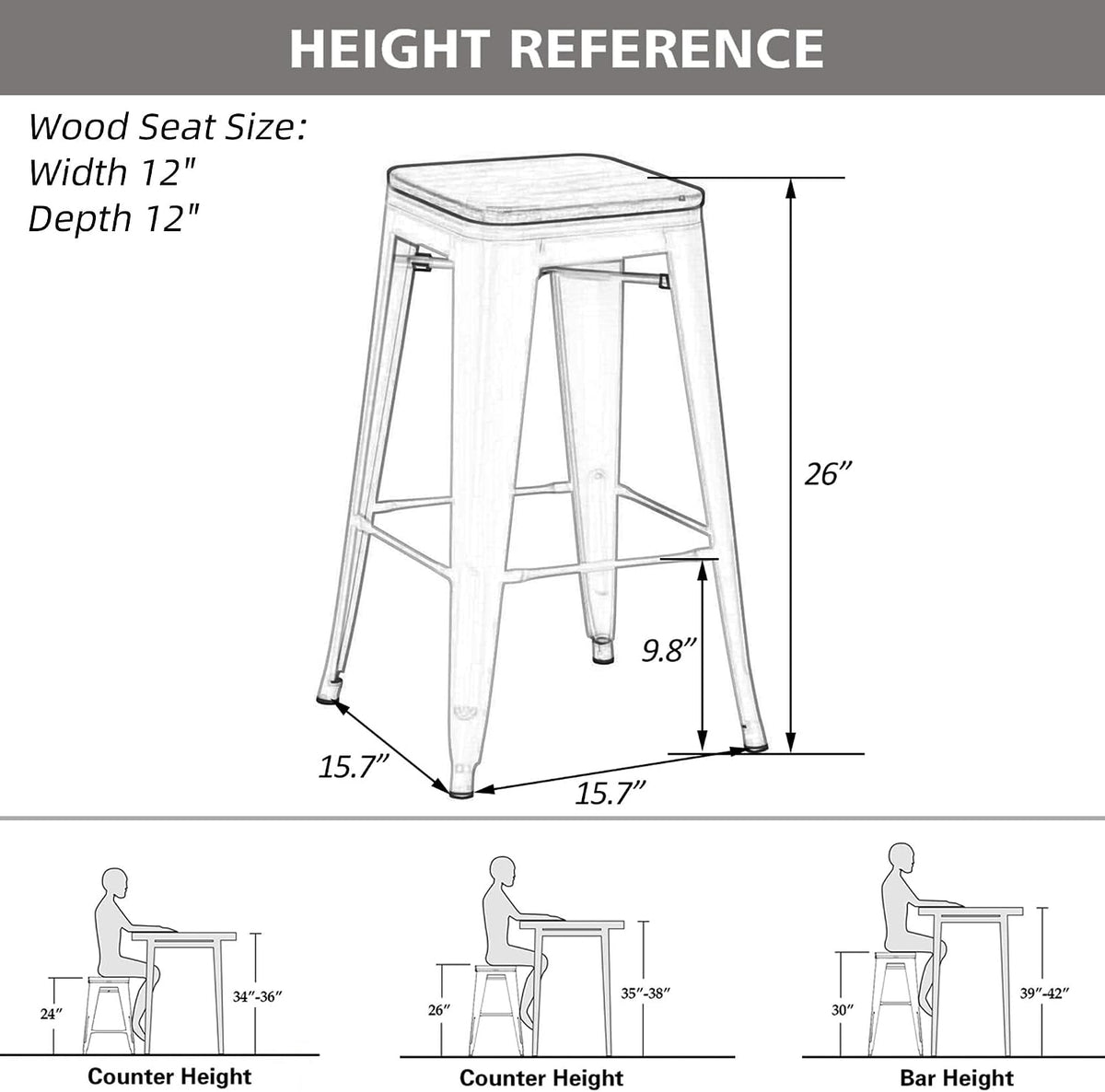 26" Backless Metal Bar Stools Set of 4 (Cream White)