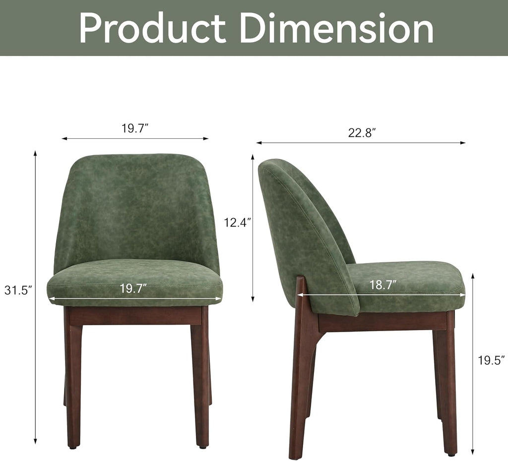 VKNOW Dining Chairs Set of 6, Faux Leather Wooden Kitchen Chairs, Green