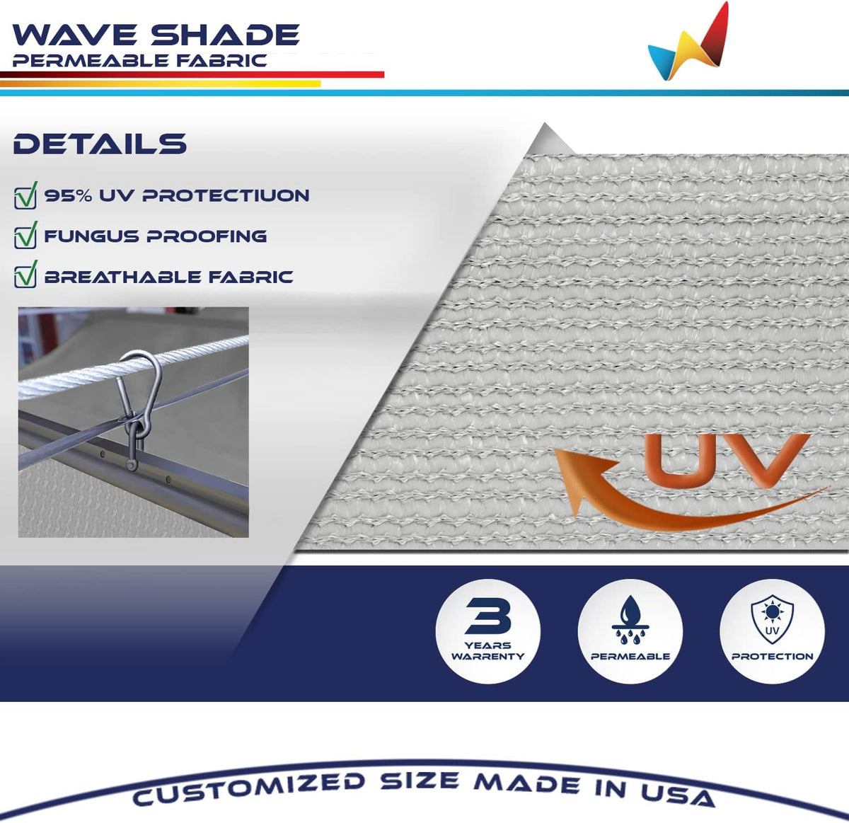 Windscreen4less 4' x 16' Retractable Sun Shade Canopy Cover Sliding Wave Shade Sail for Pergola Patio Deck Yard Gazebo Outdoor (Light Gray)