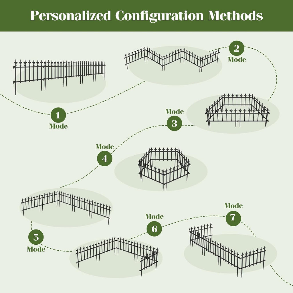 Giantex 5 Panels Decorative Metal Garden Fence, 9 FT No Dig Garden Border Fence with Fleur-de-Lis Finials, 17" H Heavy Duty Flower Bed Edging Fence, Folding Landscape Fencing for Yard, Pathway