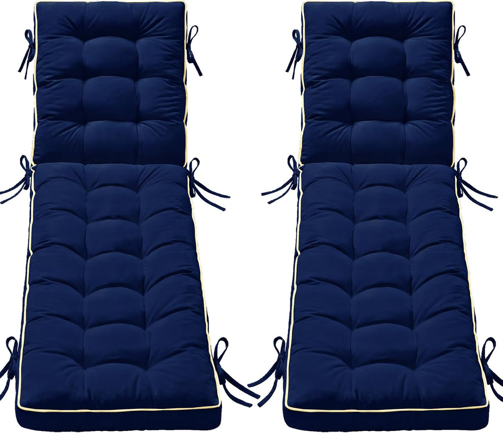 2 Pack 80x26 Inch Folding Chaise Lounge Cushion Quick Dry (Blue)