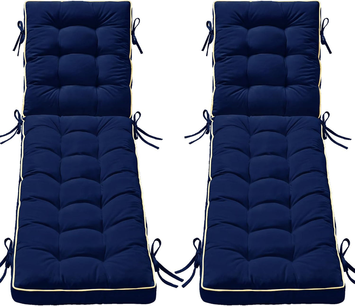 2 Pack 80x26 Inch Folding Chaise Lounge Cushion Quick Dry (Blue)