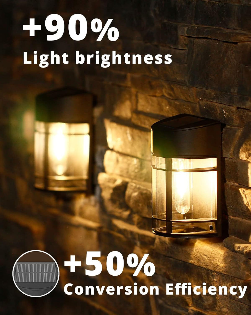 solar fence lights, 8 pack deck light waterproof, front angle view