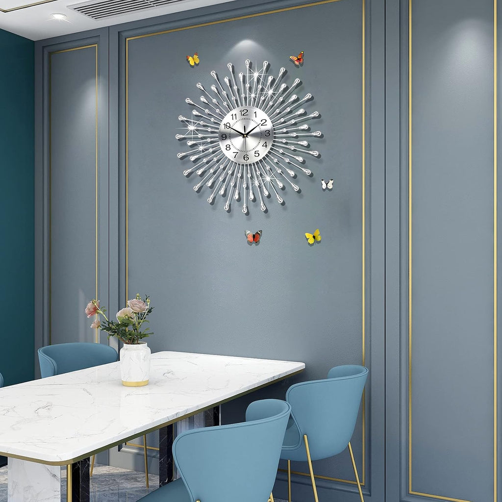 FLEBLE Modern Large Wall Clock for Living Room Decor Clock Battery Operated