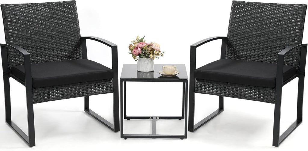 murago outdoor 3-piece wicker bistro set, patio conversation shown in use