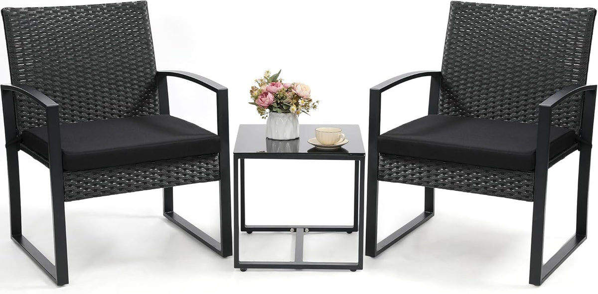 murago outdoor 3-piece wicker bistro set, patio conversation shown in use