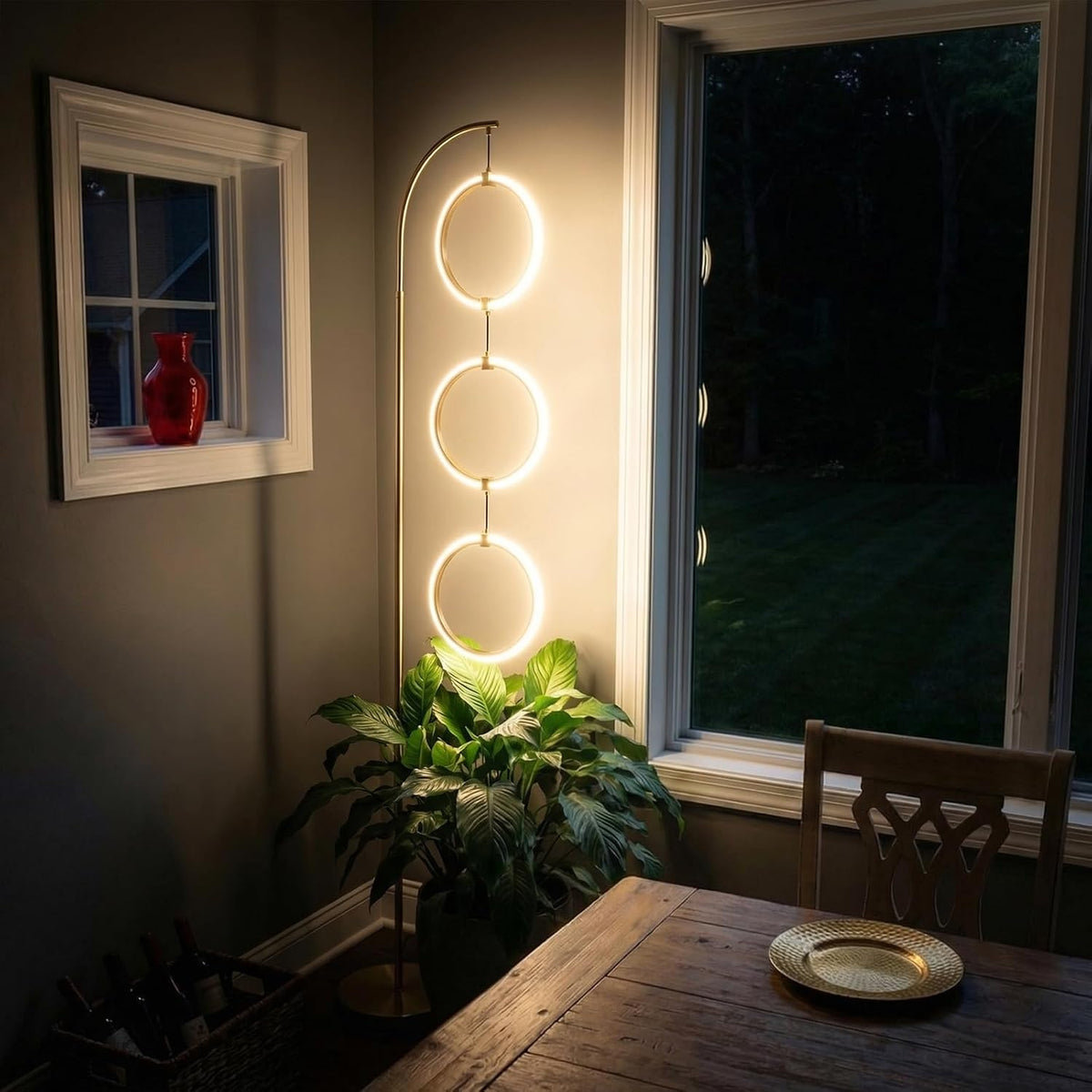 Bairth Gold 3-Light LED Floor Lamp, Modern Arc Floor Lamp for Living Room