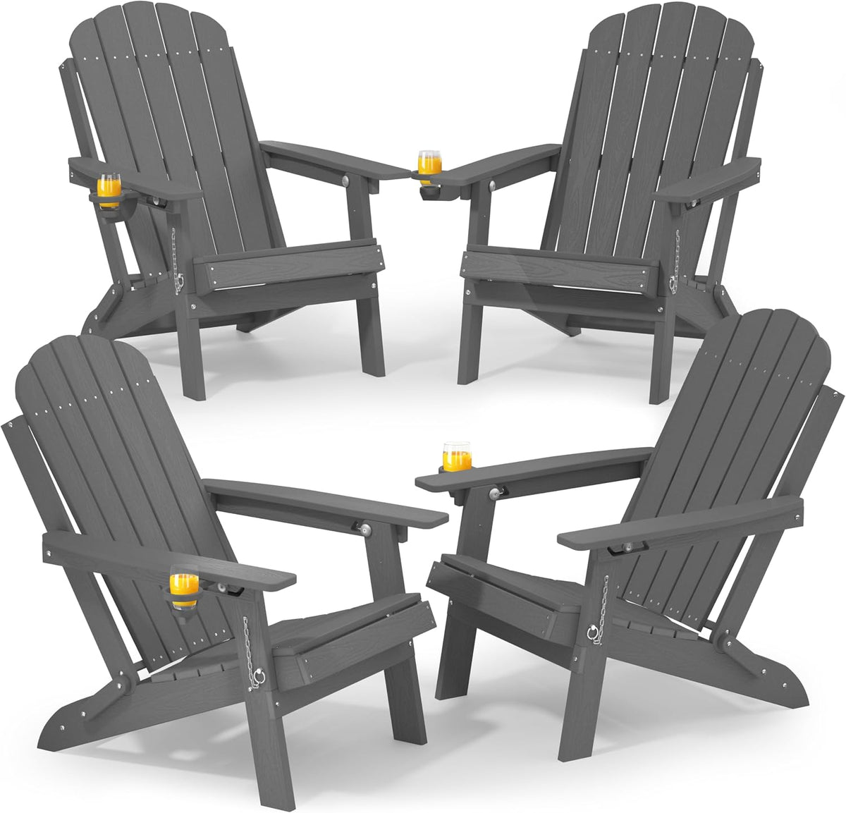 YEFU Adirondack Chairs Set of 4 for Patio: Folding Plastic Fire Pit Chair