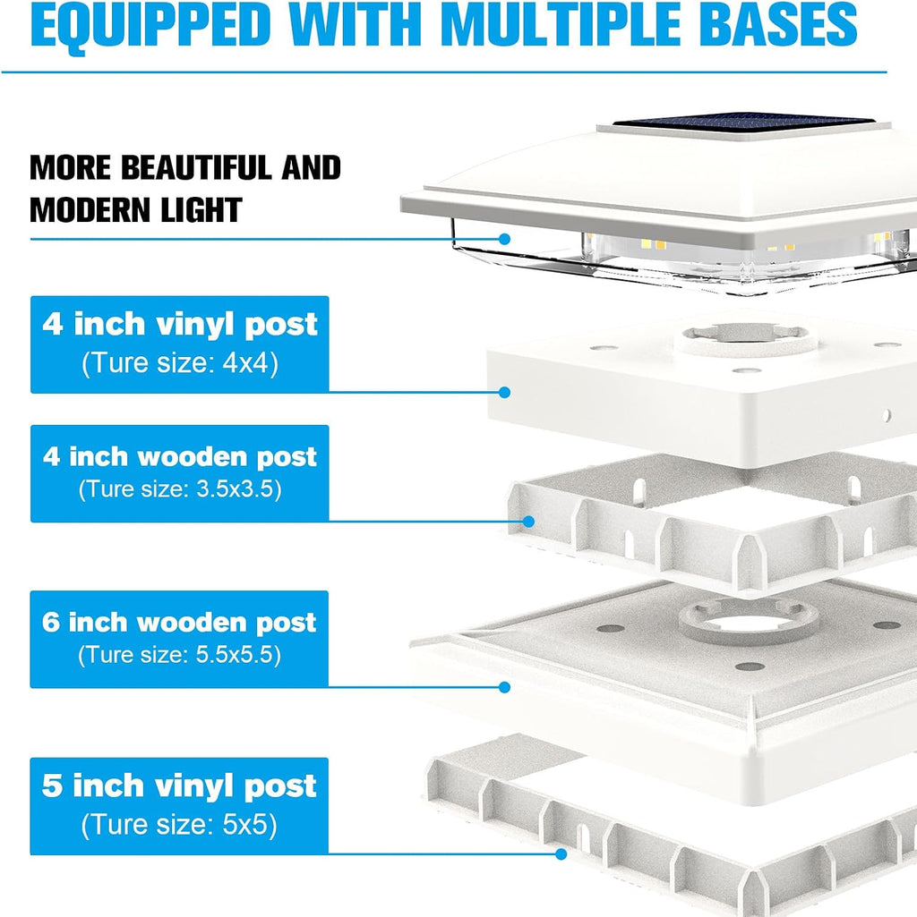 VOLISUN White Solar Post Cap Lights, Warm White Fence Lights 12 Pack