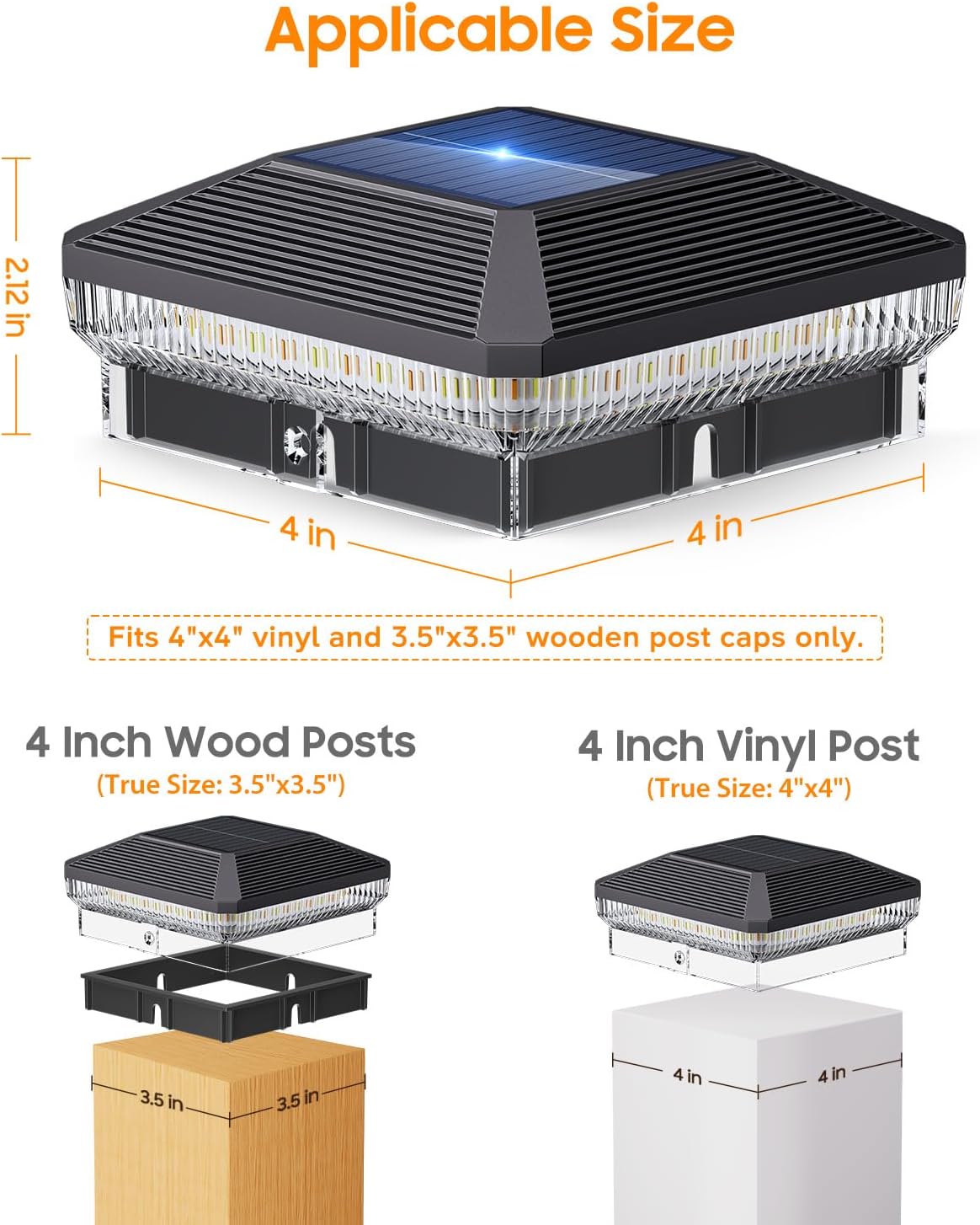 12 Pack 4x4 Solar Post Cap Lights with 3 Modes, 40 LEDs Fence Post Solar Lights Outdoor Waterproof, 30 Lumens Fence Deck Post Lights Solar Powered for 4x4 3.5x3.5 Vinyl Wooden Posts